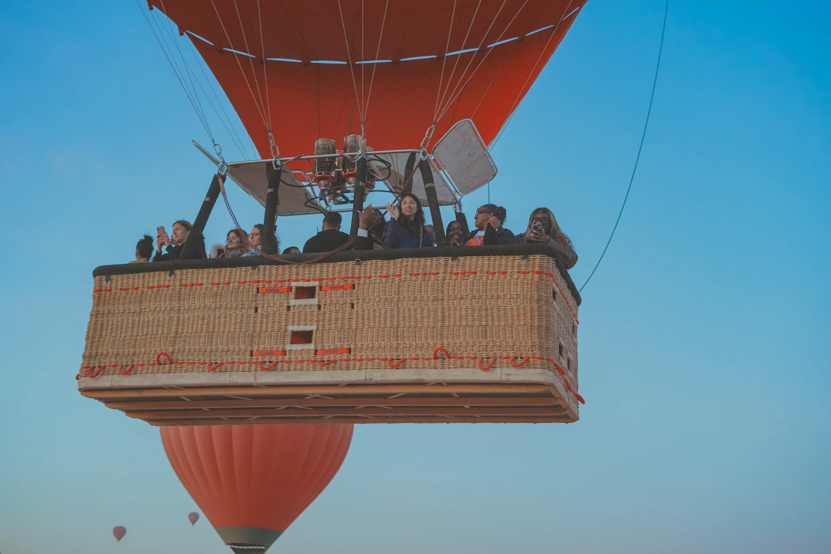 Aerial view of the Marrakech landscape from a hot air balloon